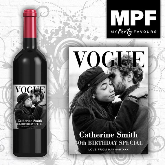 Personalised Photo Bottle Label - Wine Gin Vodka - Birthday - Black & White