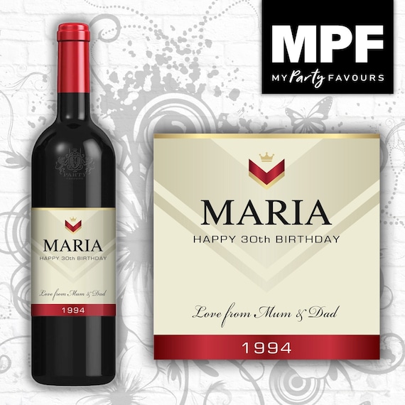 Personalised Birthday Wine Bottle Label - 'Villa' Style - Any Occasion