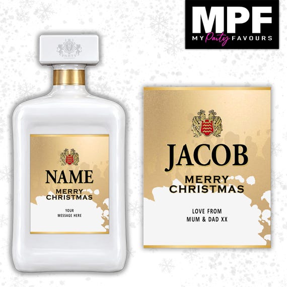 Christmas Amaretto Label Sticker Personalised Secret Santa xmas - MPF