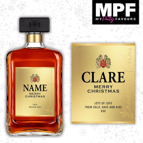 Christmas Amaretto Label Sticker Personalised Secret Santa xmas - MPF