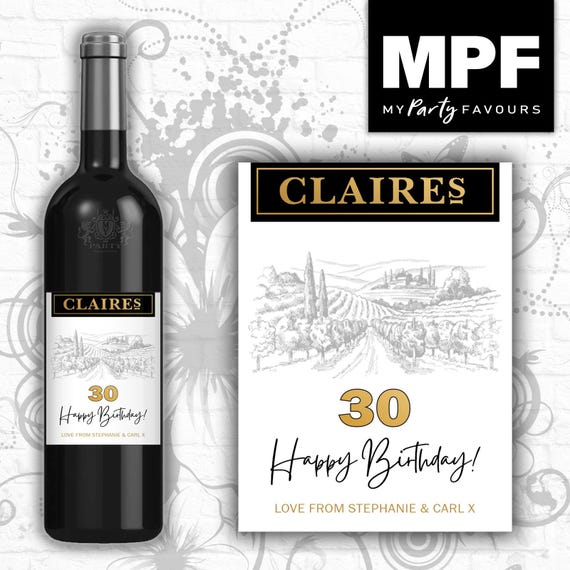 Personalised Birthday Wine/Gin/Vodka Bottle Label - Any Name and Age