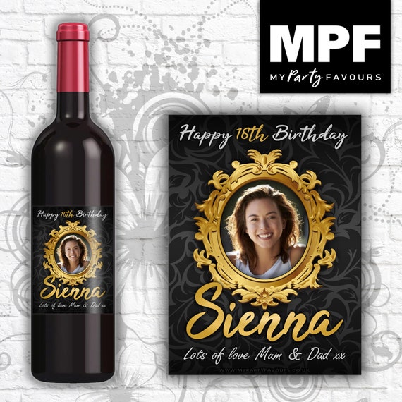 Personalised Photo Birthday Wine/Champagne/Prosecco Bottle Label - Any Name & Age