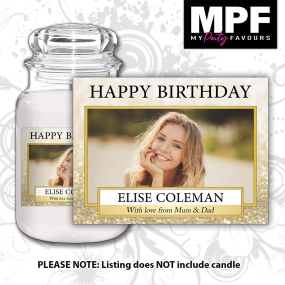 Personalised Birthday Photo Candle Label Sticker - Any Occasion Wedding Engagement