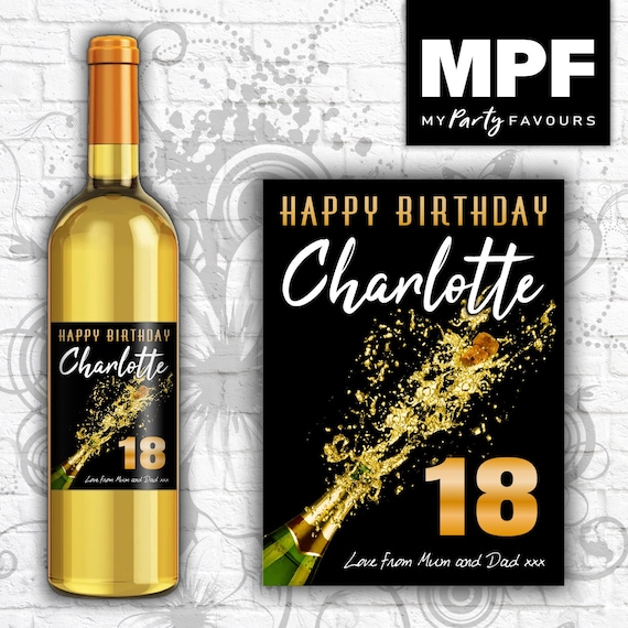 Personalised Birthday Wine/Vodka/Gin Bottle Label - Any Name and Age