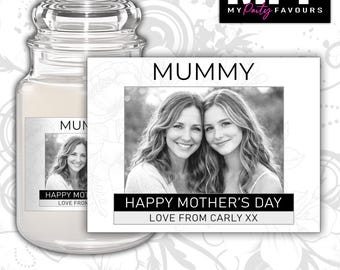 Personalised Mother's Day Photo Candle Label Sticker - Mum Mummy Nan Nanny Grandma