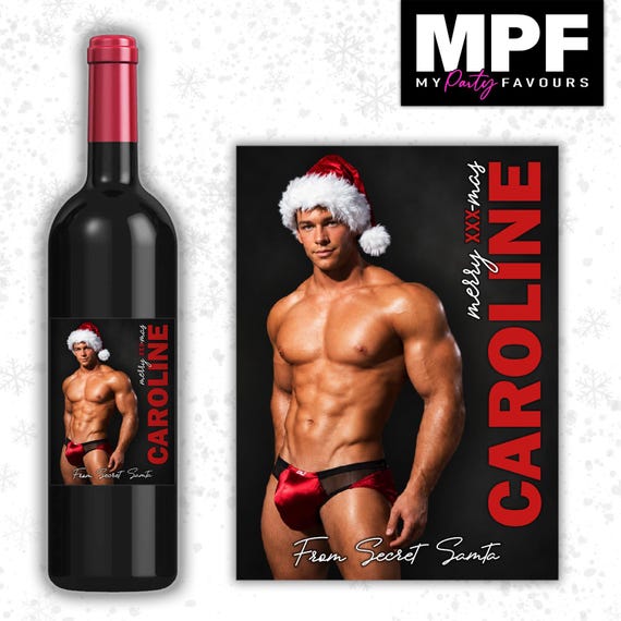 Christmas Wine Label Sticker Personalised Funny Rude Sexy Secret Santa xmas work gift - MPF