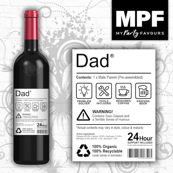 Personalised Father's Day Wine Gin Vodka Bottle Label Fathers - Instructions
