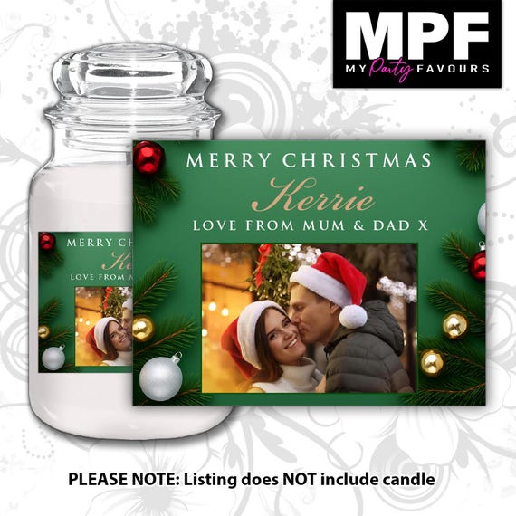 Personalised Christmas Photo Candle Label Sticker - Custom xmas Gift - MPF