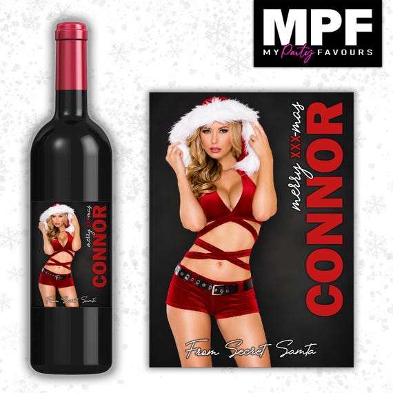 Christmas Wine Label Sticker Personalised Funny Rude Sexy Secret Santa xmas work gift - MPF