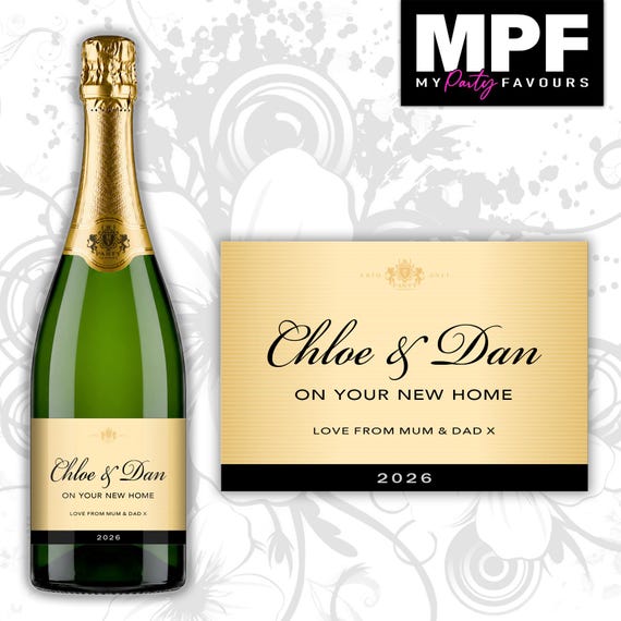 Personalised New Home Prosecco / Champagne Bottle Label - 3 Styles Available (#M02)