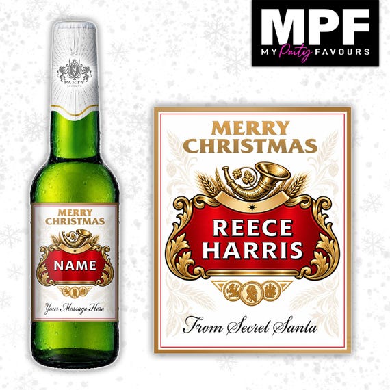 Christmas Lager Label Sticker Personalised Bottle xmas Secret Santa Gift STELL - MPF