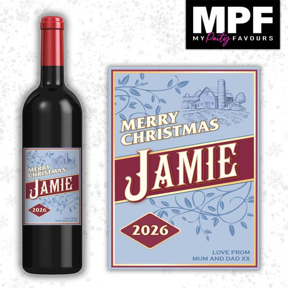 Christmas Wine Label Sticker Personalised Jam xmas Bottle Gift Shed Secret Santa - MPF