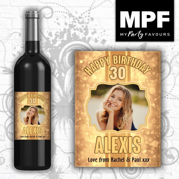 Personalised Photo Bottle Label - Wine Gin Vodka - Birthday - Any Occasion