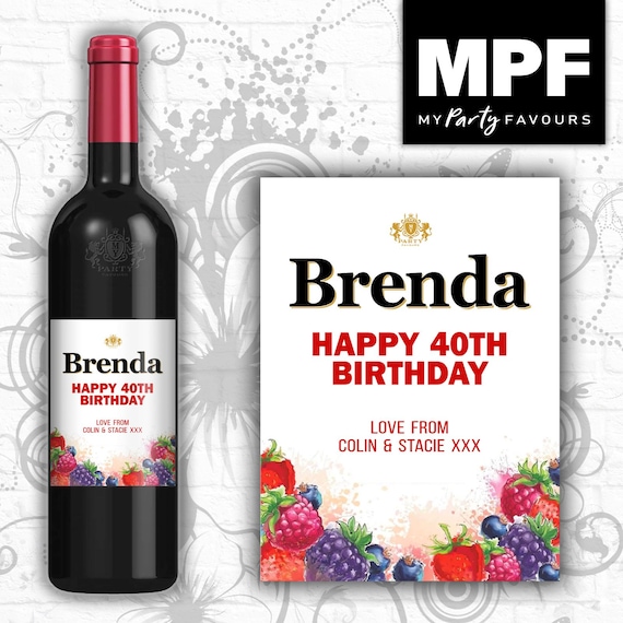 Personalised Birthday Wine/Gin/Vodka Bottle Label - Summer Fruits - Any Occasion