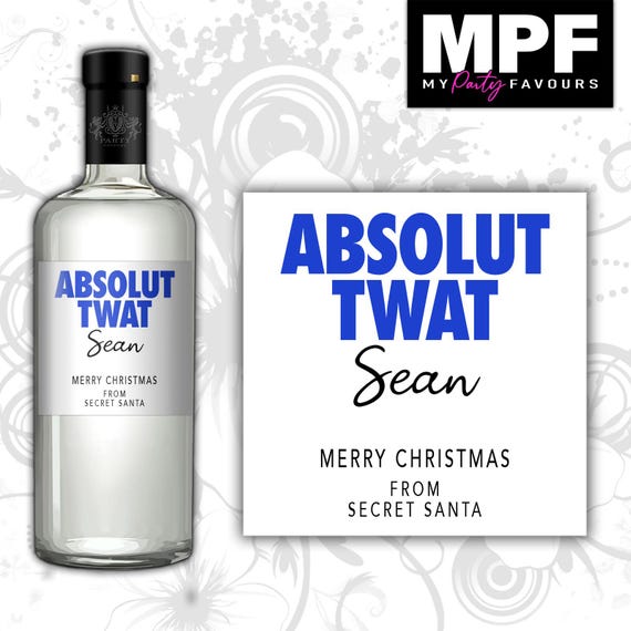 Personalised Christmas Vodka Bottle Label - Funny Novely Gift - Any Name - MPF