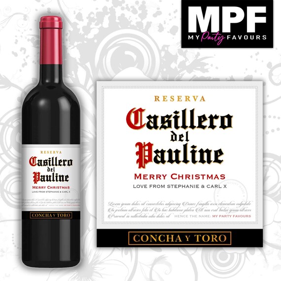 Personalised Christmas Wine Bottle Label - 'Casillero del Diablo' Style - MPF