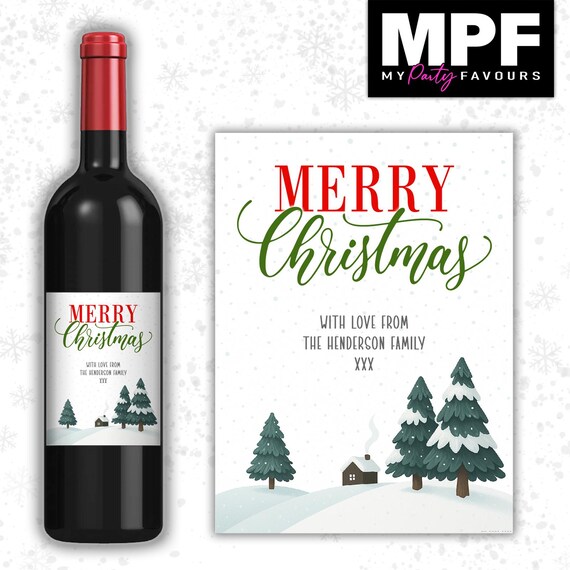 Christmas Wine Label Sticker Personalised Funny Secret Santa xmas work gift - MPF