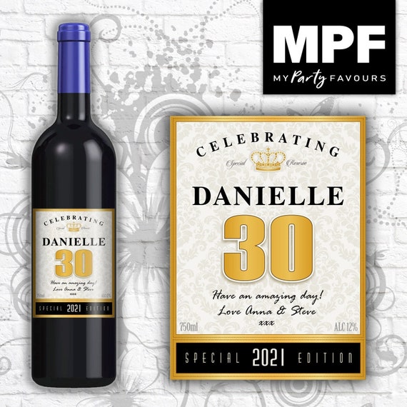 Personalised Birthday Wine/Vodka/Gin Bottle Label - Any Name and Age