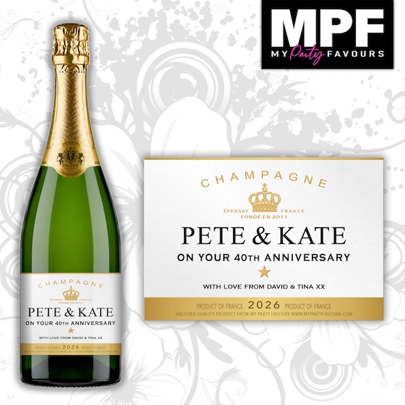 Personalised Wedding Anniversary Champagne Prosecco Bottle Label - 3 Styles Available (#M03)