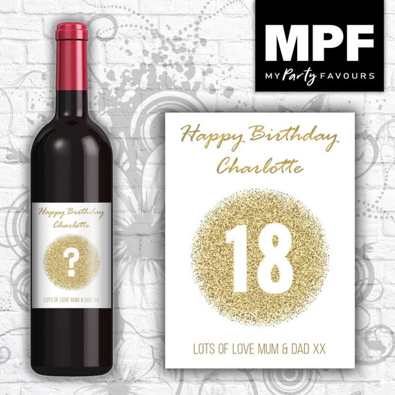 Personalised Birthday Wine/Gin/Vodka Bottle Label - Any Name and Age