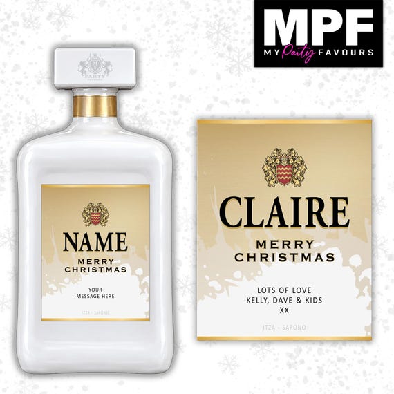 Christmas Amaretto Label Sticker Personalised Secret Santa xmas - MPF