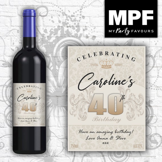 Personalised Birthday Wine/Gin/Vodka Bottle Label - Any Name and Age