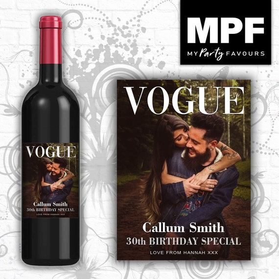 Personalised Photo Bottle Label - Wine Gin Vodka - Birthday - Colour