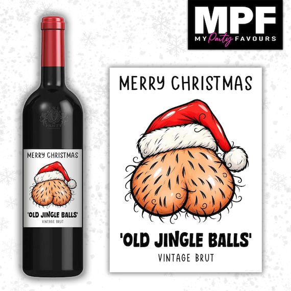 Christmas Wine Label Sticker Funny Rude Bottle Gift Jingle Secret Santa xmas work - MPF