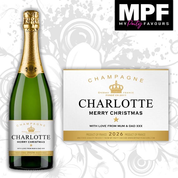 Personalised Christmas Champagne Prosecco Bottle Label - 3 Styles Available (#M03)