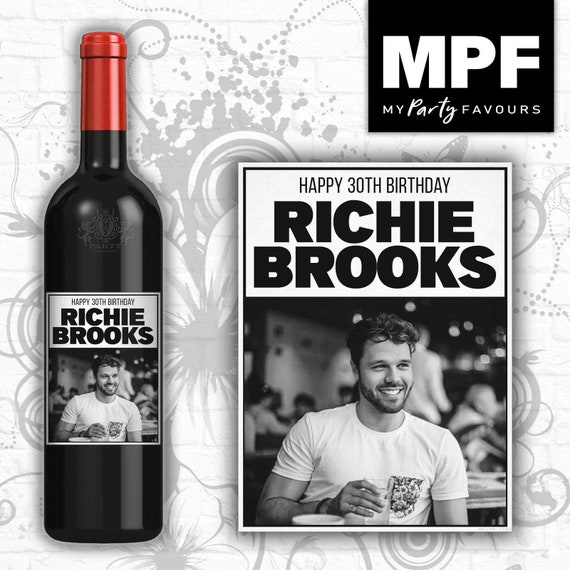 Personalised Photo Birthday Wine Gin Vodka Bottle Label - Rocky Boxing Style 2