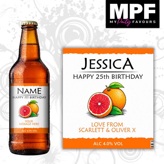 Birthday Fruit Cider Label Sticker - Personalised Novelty Bottle Gift - MPF