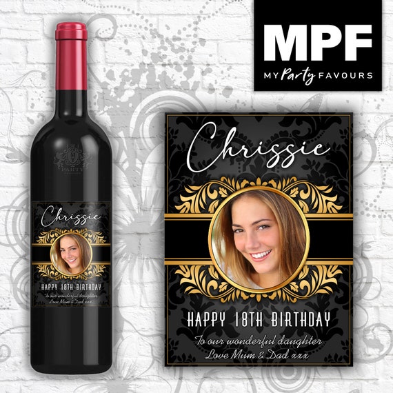 Personalised Photo Birthday Wine/Champagne/Prosecco Bottle Label - Any Name & Age