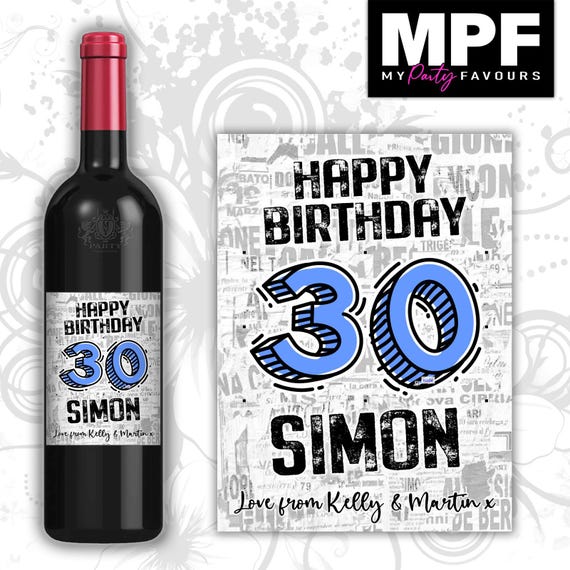 Personalised Birthday Wine Gin Vodka Bottle Label - Any Age - 5 colour options available - Party Gift (Style 01)