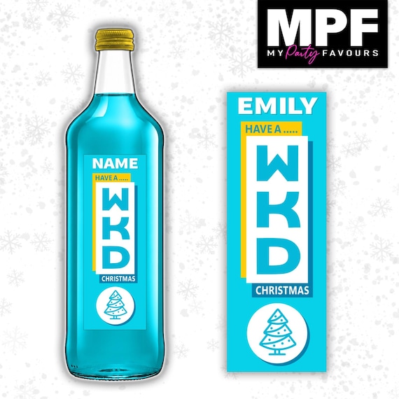 Christmas WKD Label Sticker Personalised Bottle Gift - LARGE (700ml) - 7 Styles - WKD