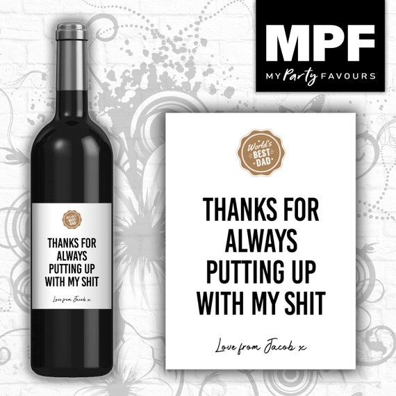 Personalised Father's Day Wine Gin Vodka Bottle Label - Dad Daddy Grandad