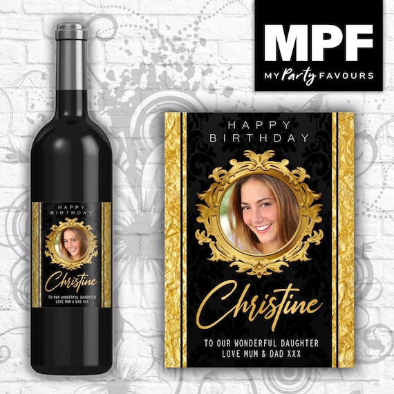 Personalised Photo Birthday Wine/Champagne/Prosecco Bottle Label - Any Name & Age