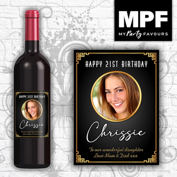 Personalised Photo Birthday Wine/Champagne/Prosecco Bottle Label - Any Name & Age