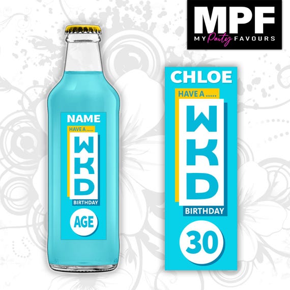 Birthday WKD Label Sticker Personalised Bottle Gift - SMALL (275ml) - 7 Styles - WKD