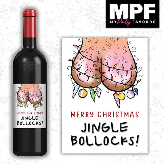 Christmas Wine Label Sticker Funny Rude Bottle Gift Jingle Secret Santa xmas work - MPF