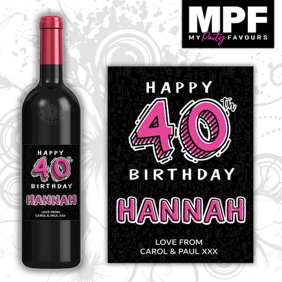 Personalised Birthday Wine Gin Vodka Bottle Label - Any Age - 5 colour options available - Party Gift (Style 04)