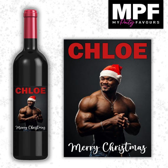 Christmas Wine Label Sticker Personalised Funny Rude Sexy Secret Santa xmas work gift - MPF