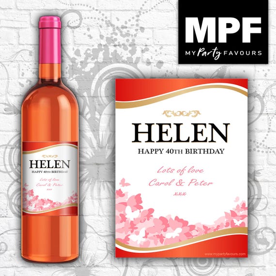 Personalised Birthday Wine/Gin/Vodka Bottle Label - Any Name and Age