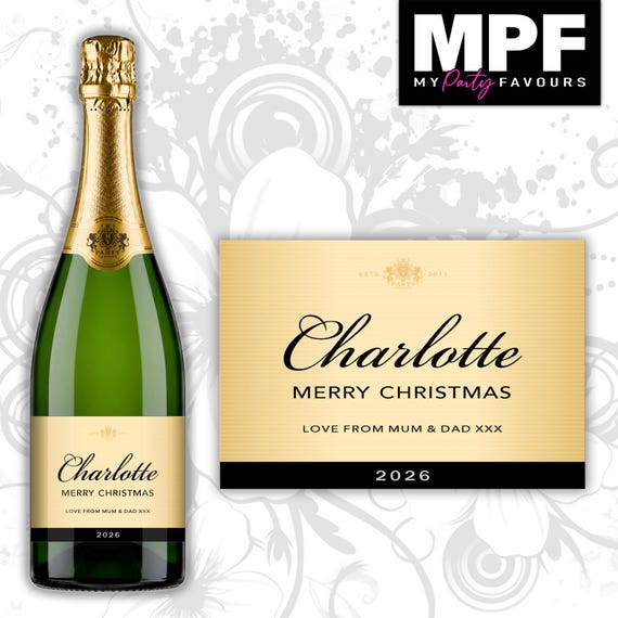 Personalised Christmas Prosecco / Champagne Bottle Label - 3 Styles Available (#M02)