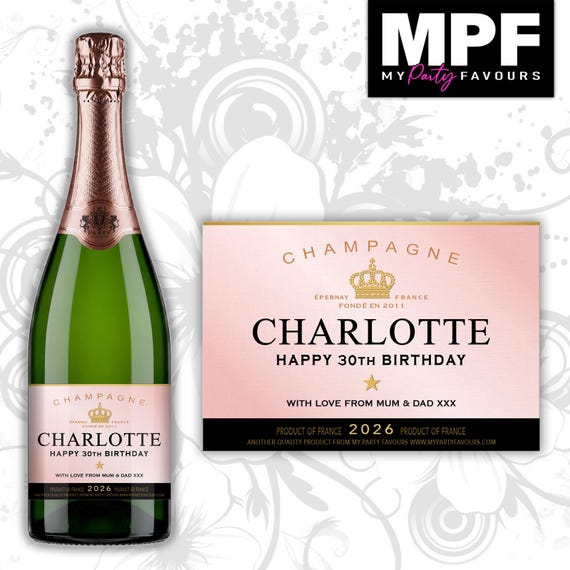 Personalised Birthday Champagne Prosecco Bottle Label - 3 Styles Available (#M03)