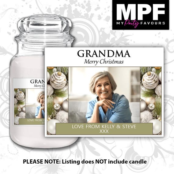 Personalised Christmas Photo Candle Label Sticker - Custom xmas Gift - MPF
