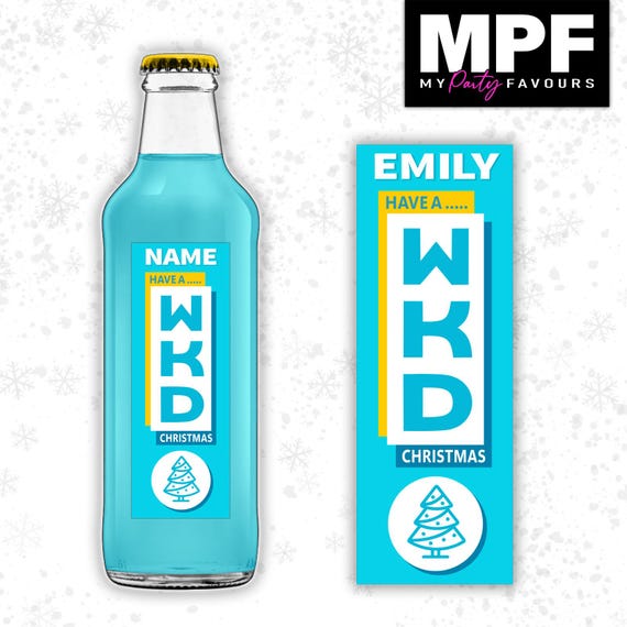 Christmas WKD Label Sticker Personalised Bottle Gift - SMALL (275ml) - 7 Styles - WKD