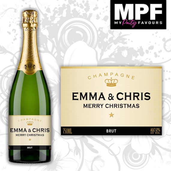 Personalised Christmas Champagne Prosecco Bottle Label - 3 Styles Available (#M01)