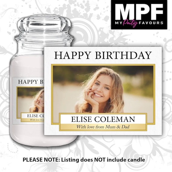 Personalised Birthday Photo Candle Label Sticker - Any Occasion Wedding Engagement