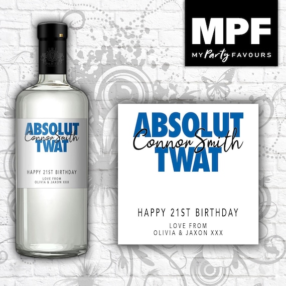 Personalised Birthday Vodka Bottle Label - Funny Novely Gift - Any Name & Age