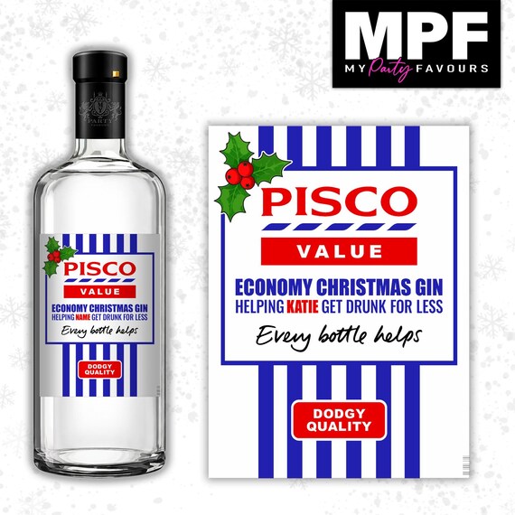 Christmas Value Gin Vodka Label Sticker Whisky Personalised Bottle Gift xmas Secret Santa - MPF